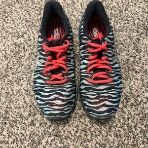 ASICS Black and White Zebra Sneakers with Red Accents